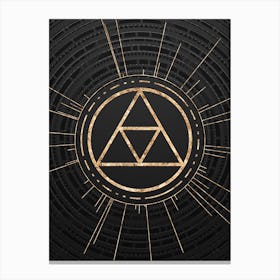 Geometric Glyph Symbol in Gold with Radial Array Lines on Dark Gray n.0155 Canvas Print