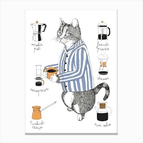 Coffee Shop Cat Canvas Print