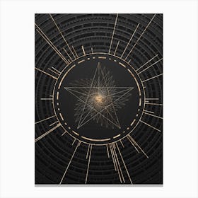 Geometric Glyph in Gold with Radial Array Lines on Dark Gray n.0012 Canvas Print