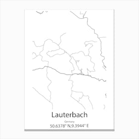 Lauterbach,Germany Minimalist Map Canvas Print