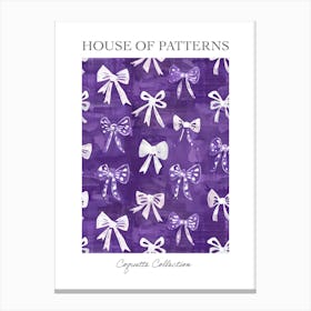 White And Purle Bows 1 Pattern Poster Canvas Print