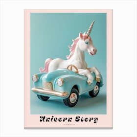 Toy Pastel Unicorn In A Toy Car 1 Poster Canvas Print