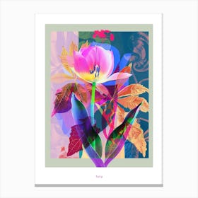 Tulip 4 Neon Flower Collage Poster Canvas Print