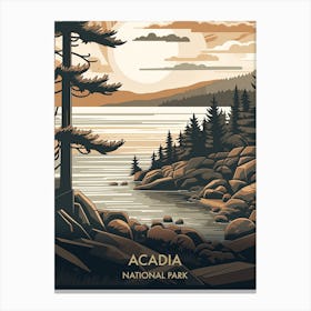 Acadia National Park Travel Poster Mid Century Style 2 Canvas Print