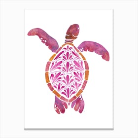 Sea Turtle Pink Canvas Print