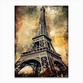 Eiffel Tower Paris France Sketch Drawing Style 9 Canvas Print