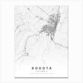 Bogota Colombia White Map Canvas Print