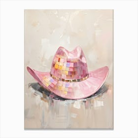 Cowgirl Disco Ball Hat in Blush Pink, y2k, Southwest Art, Southern Girl Canvas Print