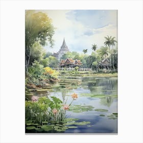 Suan Nong Nooch Garden Thailand Watercolour 1 Canvas Print