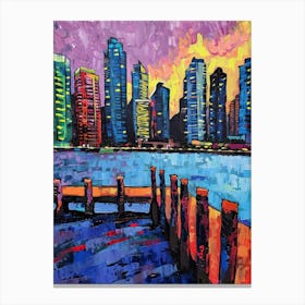 Cityscape At Sunset Canvas Print