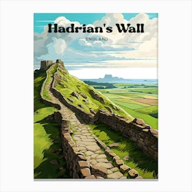 Hadrian's Wall England Landmark Modern Travel Art Canvas Print