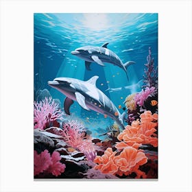 Dolphins In The Sea Depths Canvas Print