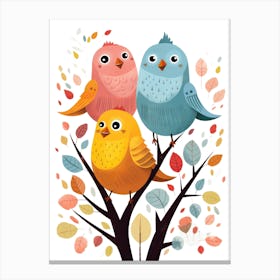 Three Birds In A Tree Canvas Print