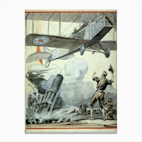 Airplane, Artillery Gun, And Soldiers (1917), Edward Penfield Canvas Print
