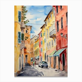 Livorno, Italy Watercolour Streets 4 Canvas Print