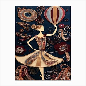 Whimsical Collage Dancer In Denim Canvas Print