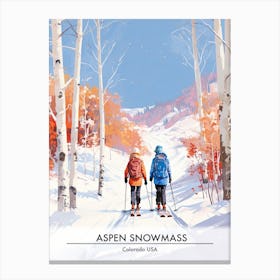 Aspen Snowmass   Colorado Usa, Ski Resort Poster Illustration 3 Canvas Print