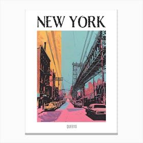 Queens New York Colourful Silkscreen Illustration 3 Poster Canvas Print