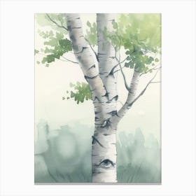 Birch Tree Atmospheric Watercolour Painting 3 Canvas Print