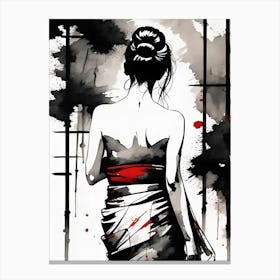 Japanese Woman Painting 1 Canvas Print