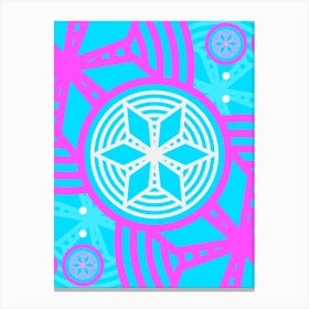 Geometric Glyph Abstract in White and Bubblegum Pink and Candy Blue n.0021 Canvas Print