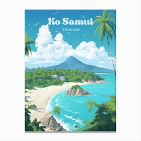 Ko Samui Thailand Island Modern Travel Illustration Canvas Print