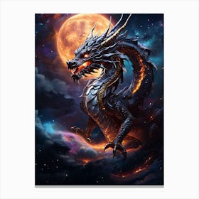 Dragon In The Night Sky Canvas Print