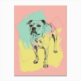 Pastel Staffordshire Bull Terrier Dog Pastel Line Illustration 1 Canvas Print