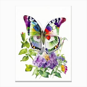 Butterfly In Garden Decoupage 1 Canvas Print