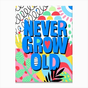 Never Grow Old Playful Lettering Canvas Print
