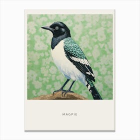 Ohara Koson Inspired Bird Painting Magpie 2 Poster Canvas Print