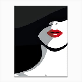 Woman In Black Hat Canvas Print