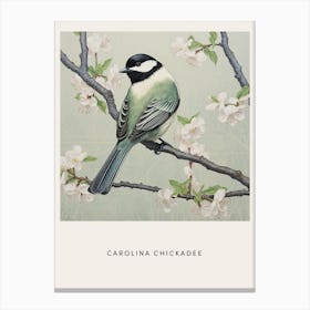 Ohara Koson Inspired Bird Painting Carolina Chickadee 1 Poster Canvas Print