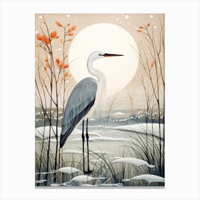 Winter Bird Painting Stork 4 Canvas Print