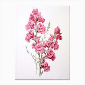 Snapdragons Flower Vintage Botanical 1 Canvas Print