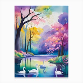 Swans In The Pond Canvas Print