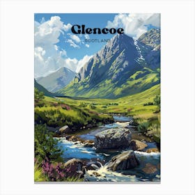 Glencoe Scotland Wild Beauty Travel Illustration Canvas Print