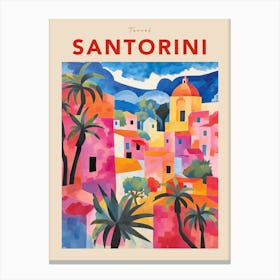 Santorini Greece 2 Fauvist Travel Poster Canvas Print