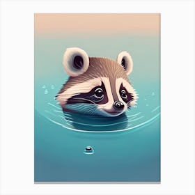 Swimming Raccoon With Bubbles Canvas Print