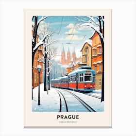Vintage Winter Travel Poster Prague Czech Republic 4 Canvas Print