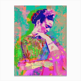 Frida Kahlo, Neon Pop Art Druck 1 Canvas Print