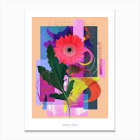 Gerbera Daisy 4 Neon Flower Collage Poster Canvas Print