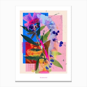 Bluebonnet 5 Neon Flower Collage Poster Canvas Print