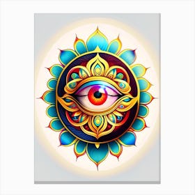 Dharma Wheel, Symbol, Third Eye Tattoo 4 Canvas Print