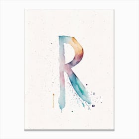 R, Letter, Alphabet Minimalist Watercolour 3 Canvas Print