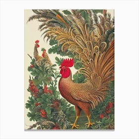 Rooster Haeckel Style Vintage Illustration Bird Canvas Print