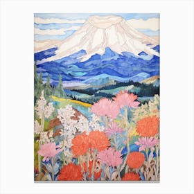 Mount Shasta United States Colourful Mountain Illustration Canvas Print