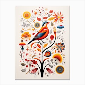 Scandinavian Bird Illustration Mockingbird 2 Canvas Print