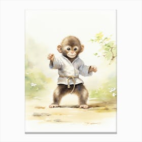 Monkey Painting Practicing Tai Chi Watercolour 3 Canvas Print
