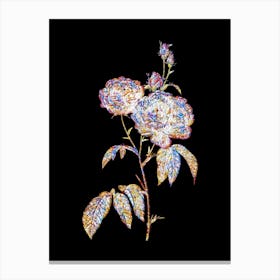 Stained Glass Purple Roses Mosaic Botanical Illustration on Black n.0015 Canvas Print
